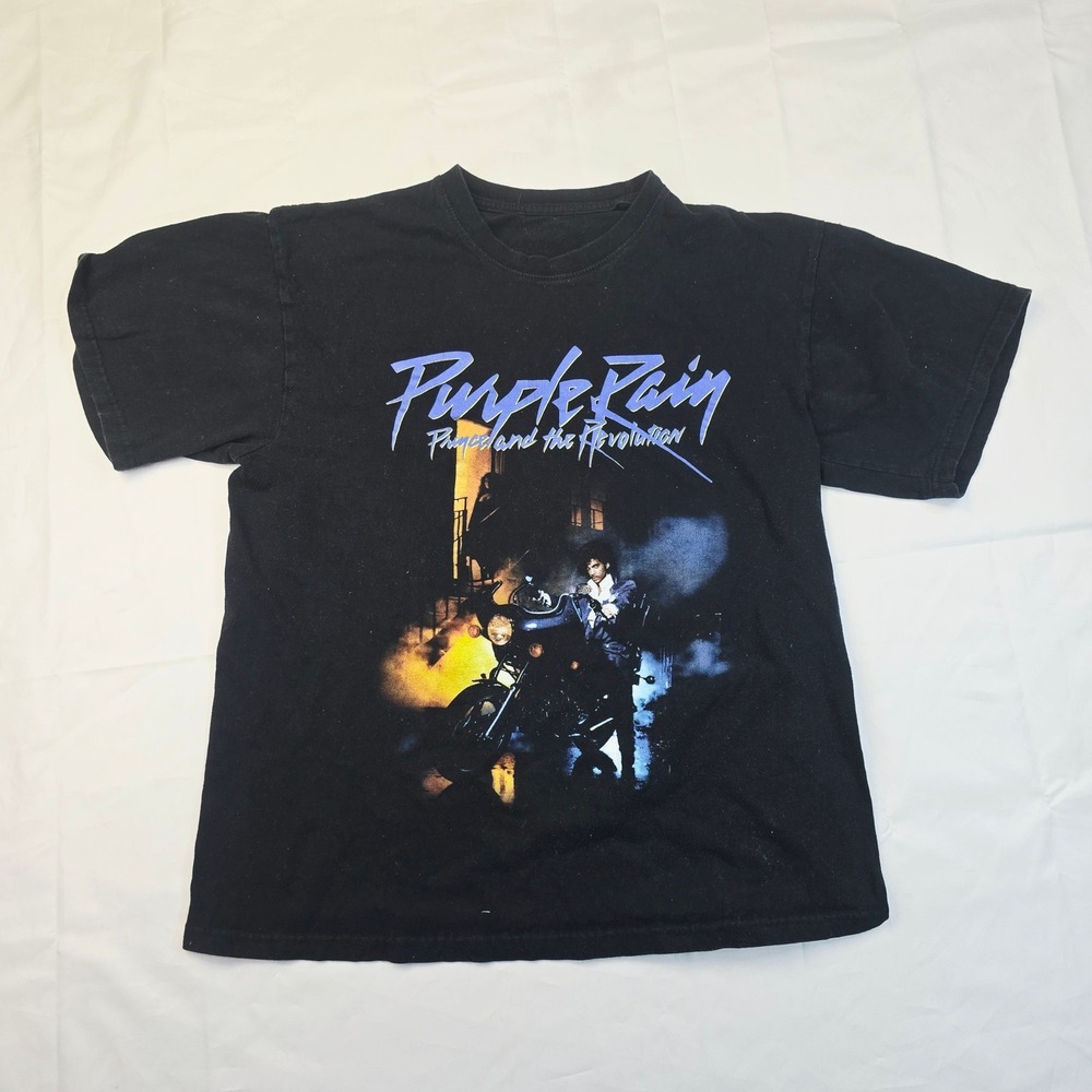 Prince Men's Purple Rain Graphic T Shirt Medium Black Movie Poster Tee N24